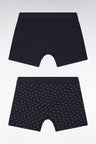 Lot de deux boxers unis et imprimés en jersey de coton stretch marine