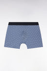 Lot de deux boxers unis et imprimés en jersey de coton stretch bleu gris