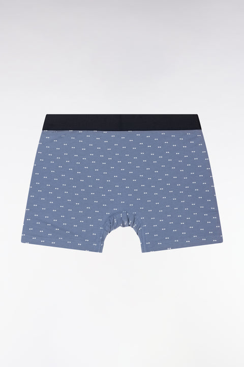 Lot de deux boxers unis et imprimés en jersey de coton stretch bleu gris - Image 3