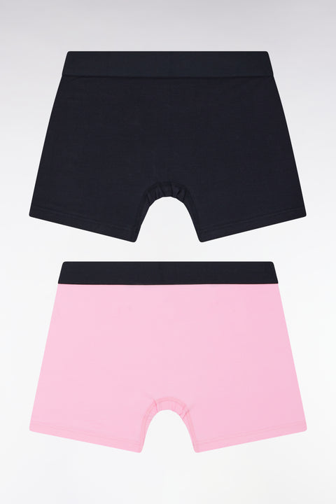 Lot de deux boxers en jersey de coton stretch marine et rose - Image 2