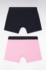 Lot de deux boxers en jersey de coton stretch marine et rose