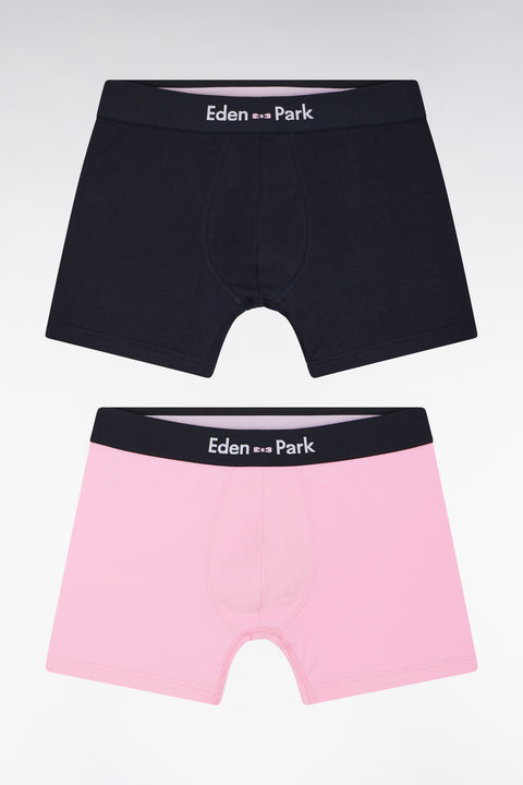 Lot de deux boxers en jersey de coton stretch marine et rose - Image 1