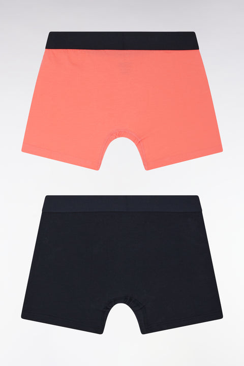 Lot de deux boxers en jersey de coton stretch marine et corail - Image 2