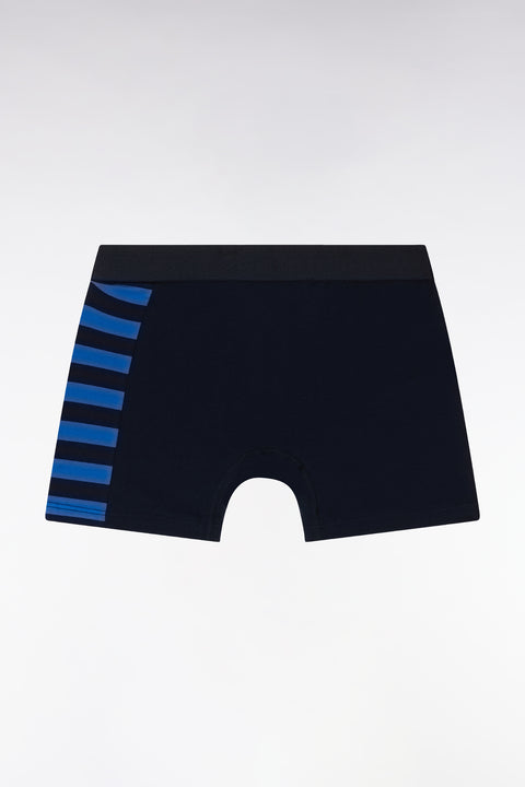 Lot de deux boxers en jersey de coton stretch marine et bleu détails cerclés - Image 2