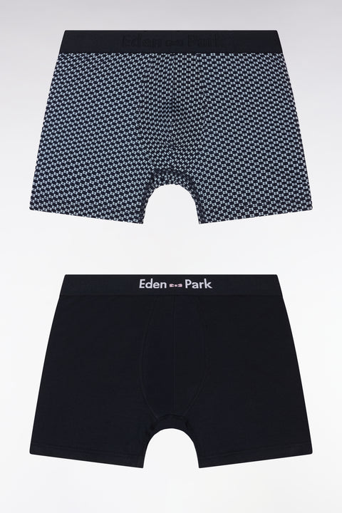 Lot de deux boxers en jersey de coton stretch uni et ciel imprimé - Image 1