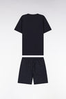 Pyjama court en jersey de coton marine short à micromotifs