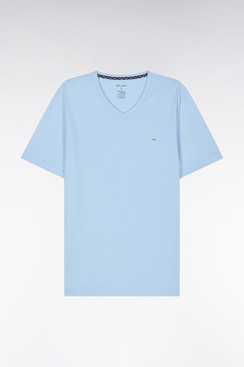 Pyjama court en jersey de coton bleu short à micromotifs - Image 1