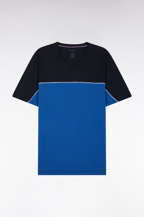 Pyjama court en jersey de coton bleu et marine - Image 1