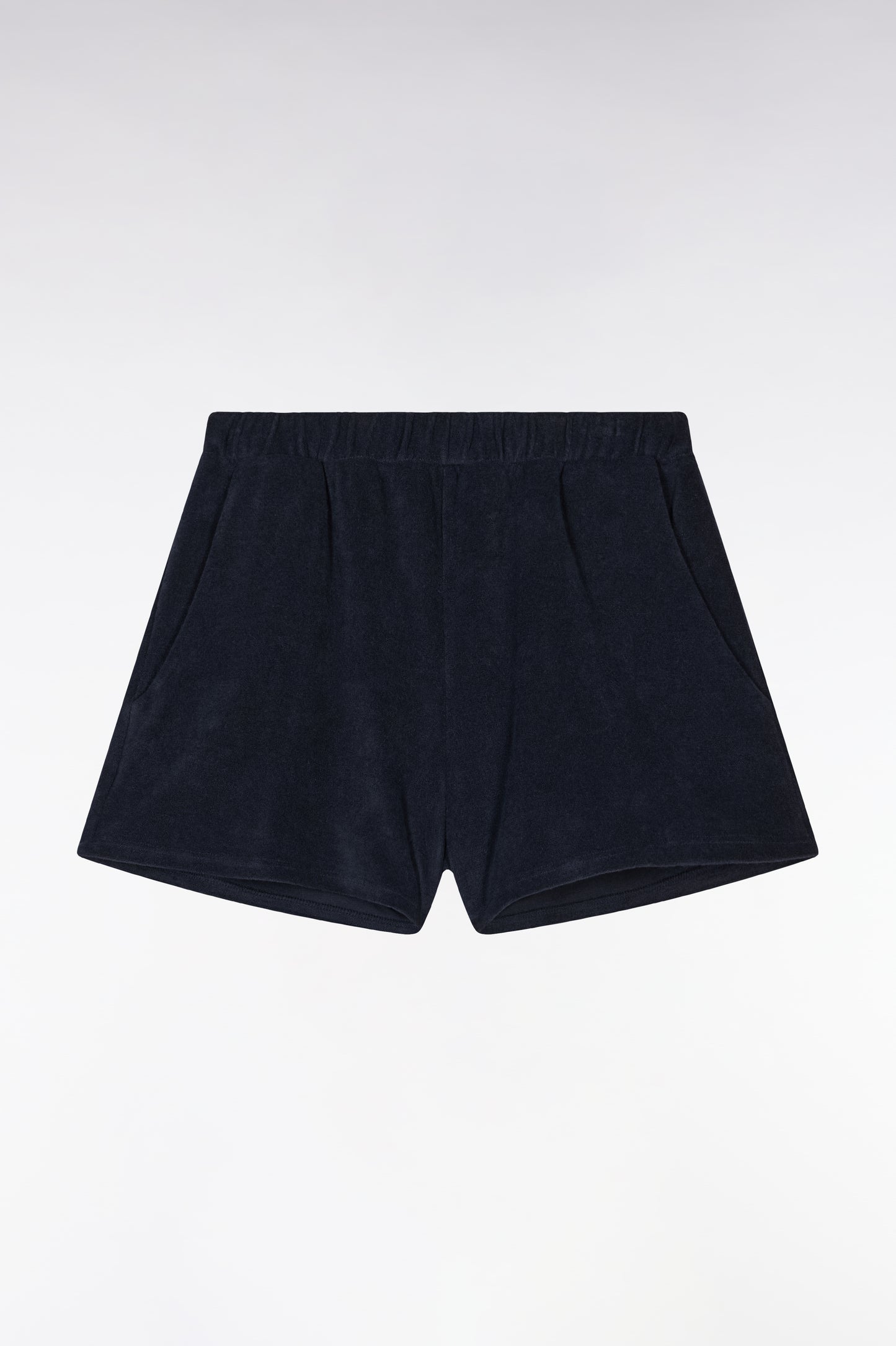 Pyjama court en coton débardeur côtelé blanc short marine