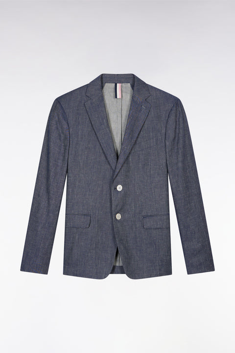 Veste de costume en lin et coton stretch marine - Image 2