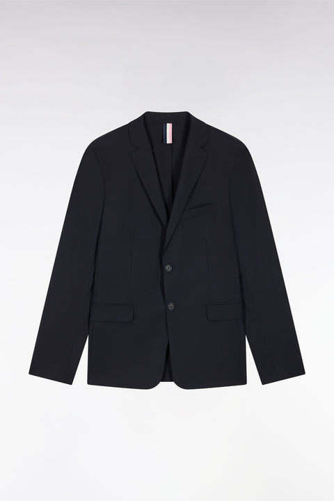 2-button navy jacket in stretch wool blend - Image 2