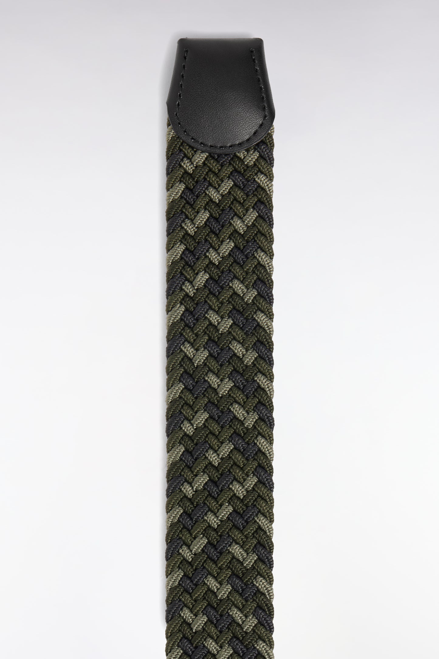Khaki tricolor elasticated textile belt