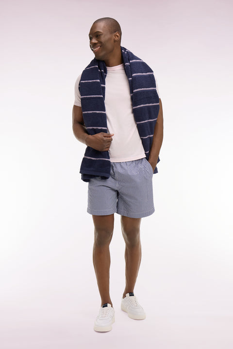 Navy cotton-blend swimsuit - Image 1