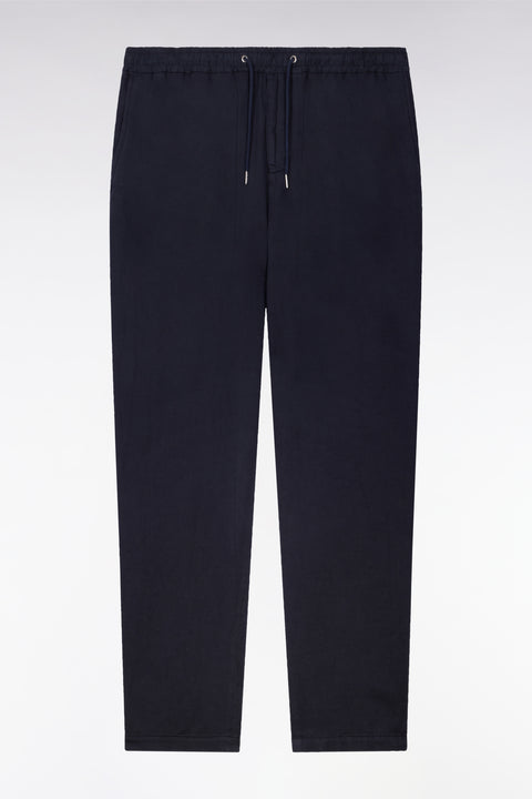 Pantalon en coton lin et lyocell marine coupe Modern - Image 2