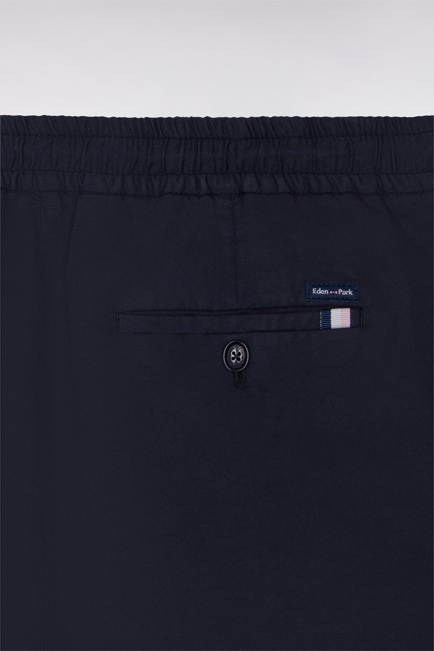 Modern fit navy cotton linen and lyocell pants
