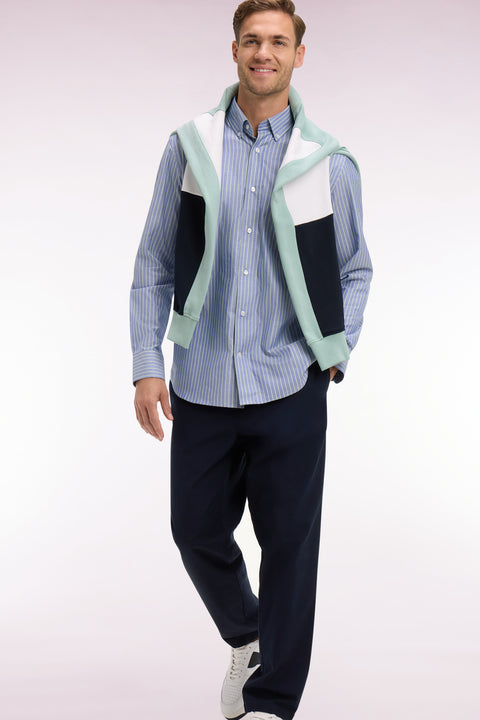 Pantalon en toile de coton marine - Image 1