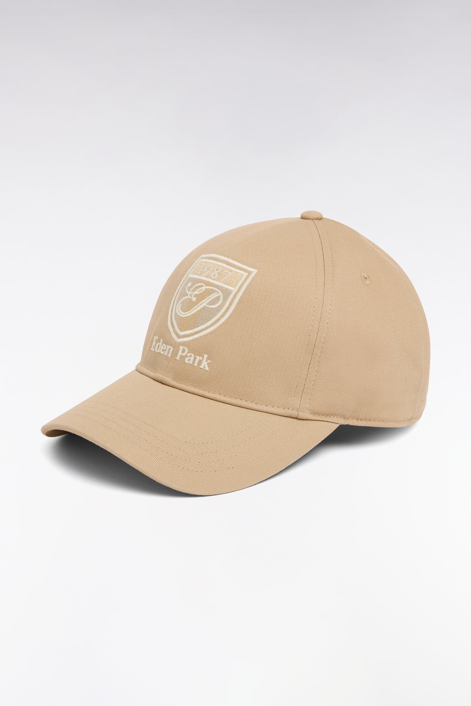 Beige cotton twill cap with badge embroidery – Eden Park