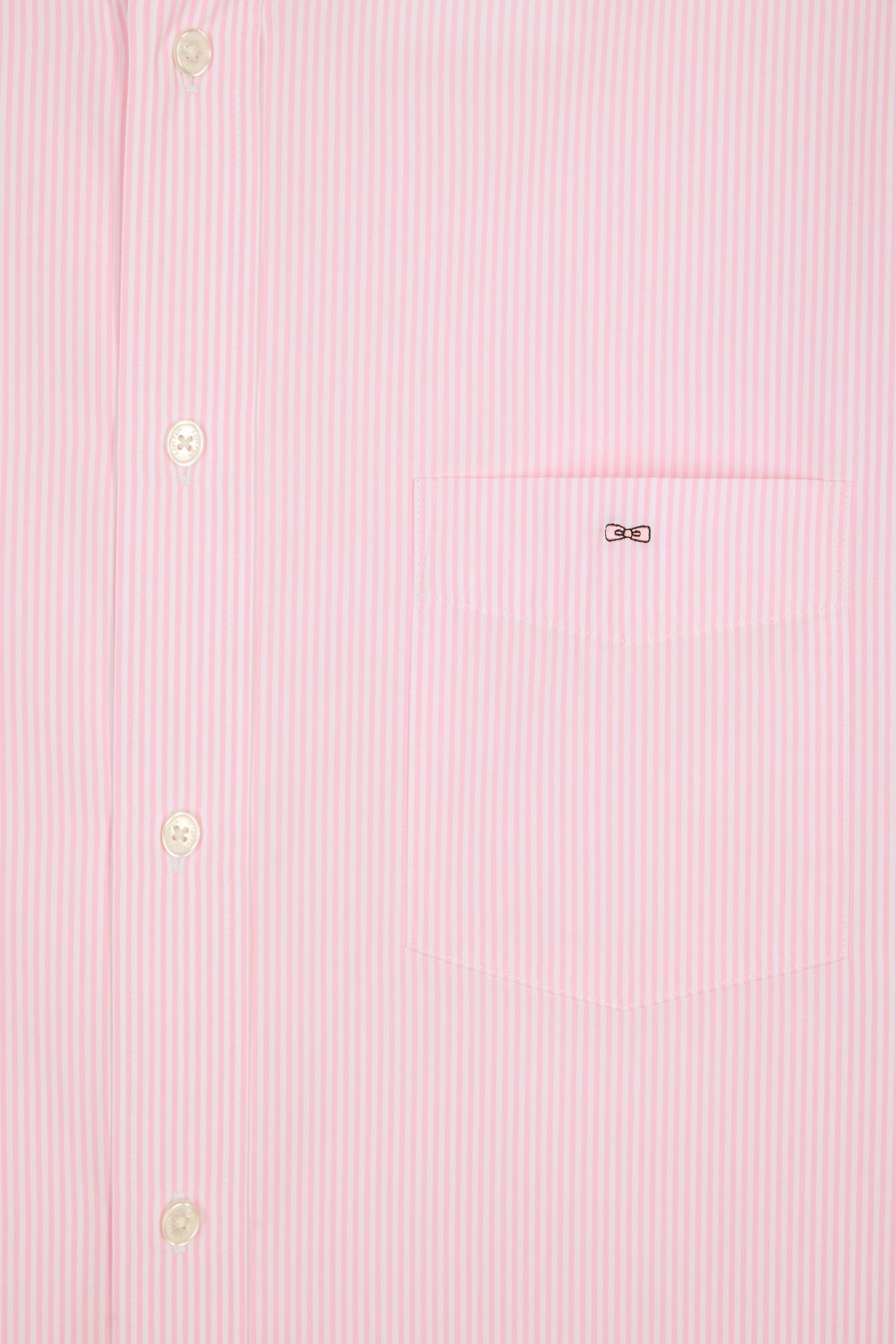 Chemise à manches courtes en coton à rayures bâtons rose