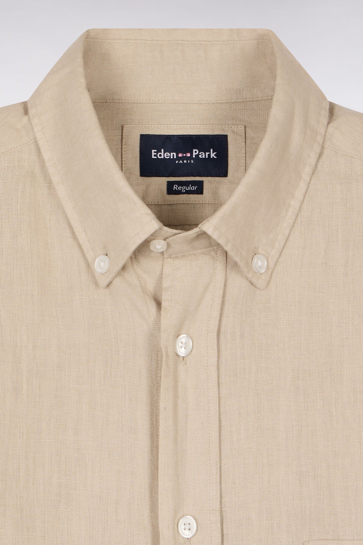Chemise droite en lin beige