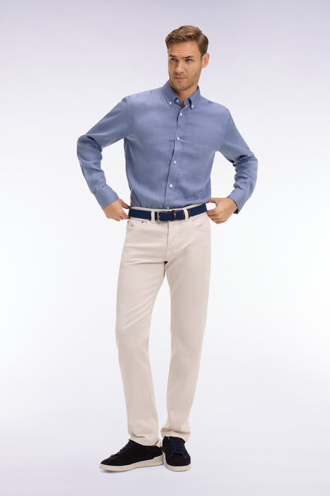 Chemise en lin bleu coupe droite - Image 1