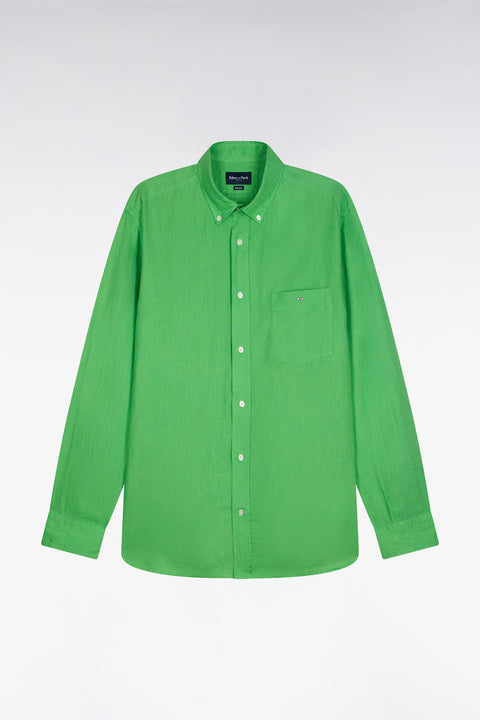 Chemise droite en lin vert - Image 2