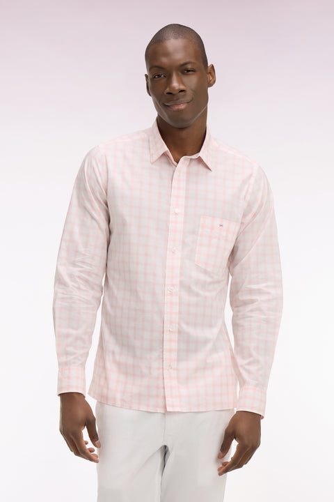 Chemise en coton à carreaux rose - Image 3