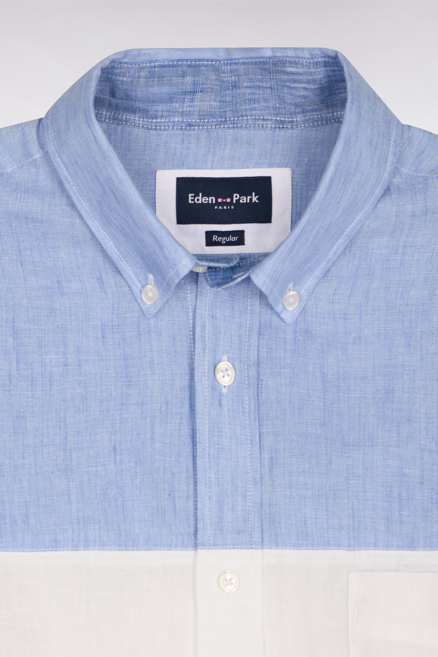 Chemise en lin bleu tricolore