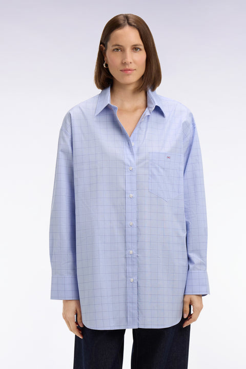 Chemise en coton ciel prince de Galles coupe oversized - Image 3