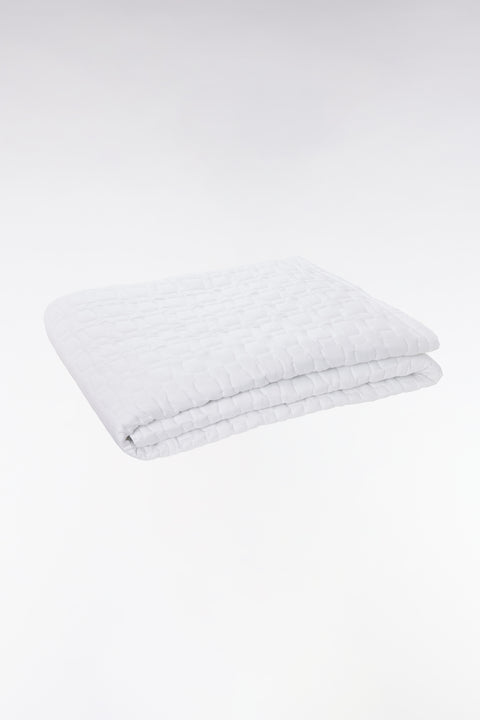 Dessus de lit en satin de coton blanc nœuds papillon matelassés - Image 1