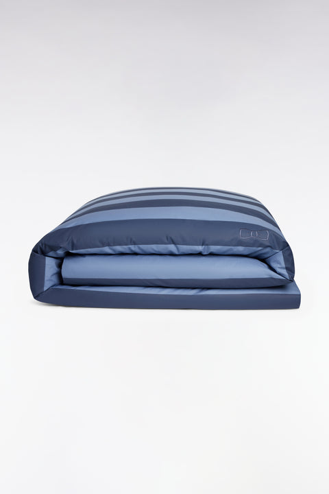 Navy gradient striped cotton percale duvet cover - Image 2
