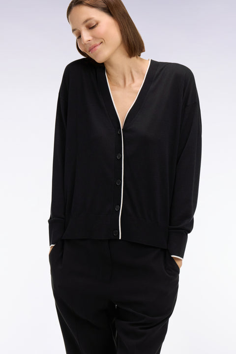 Cardigan boutonné col V noir - Image 1