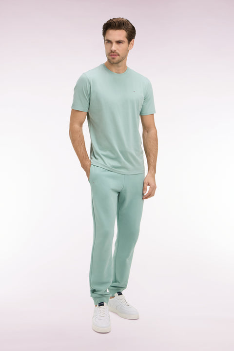 Jogging uni en molleton coton vert d'eau coupe regular - Image 3