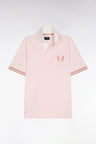 Maillot à manches courtes en jersey de coton rose écusson brodé coupe regular
