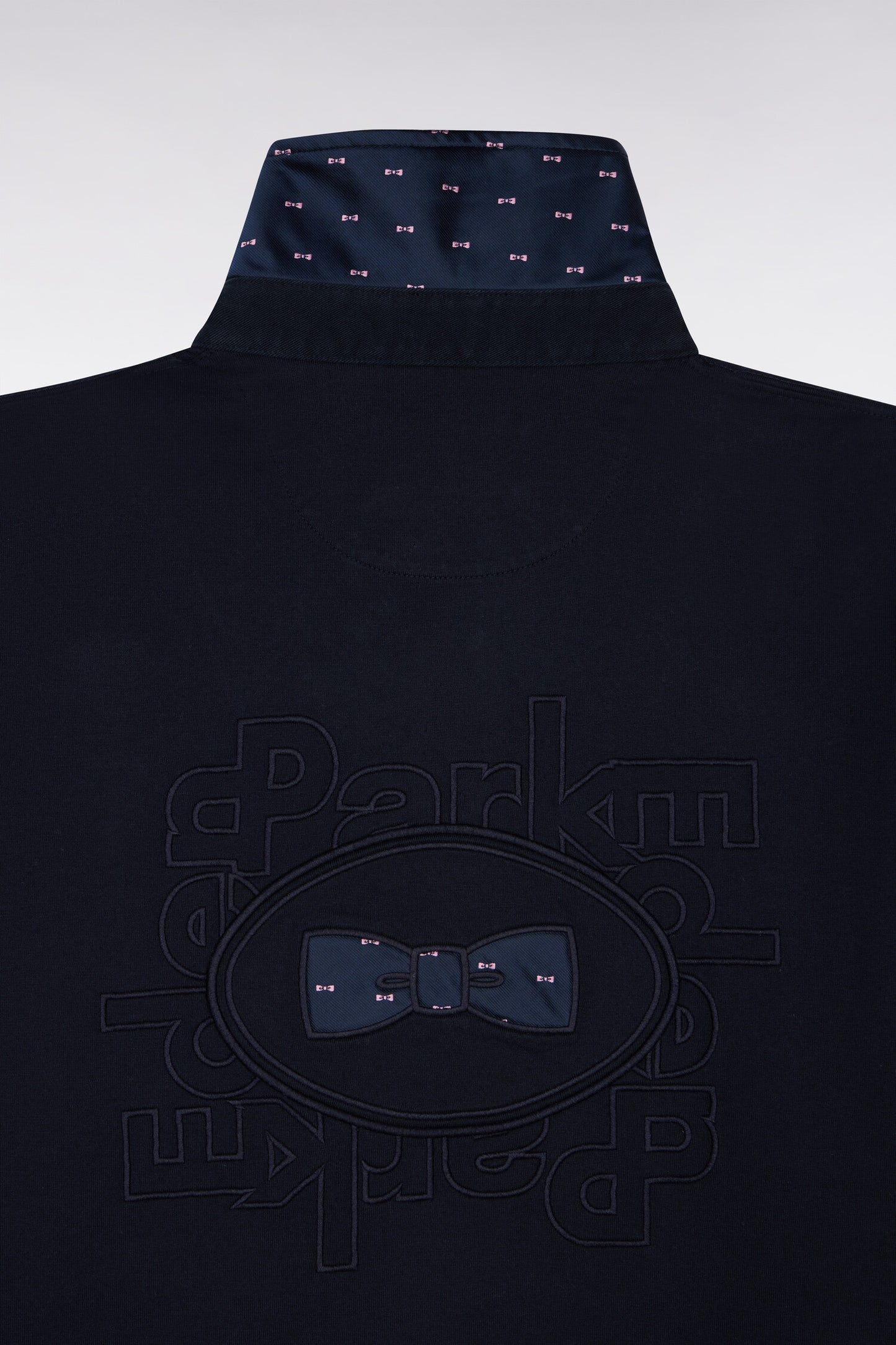 Maillot à manches courtes en coton marine broderie dos coupe regular