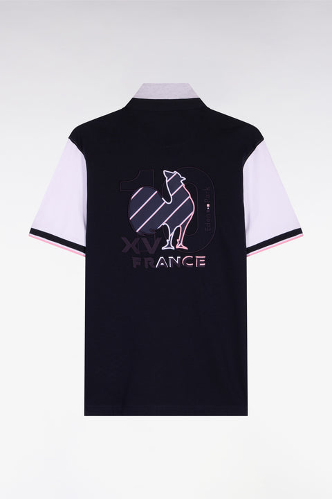 Maillot à manches courtes XV de France en coton gris et marine brodé coupe regular - Image 2