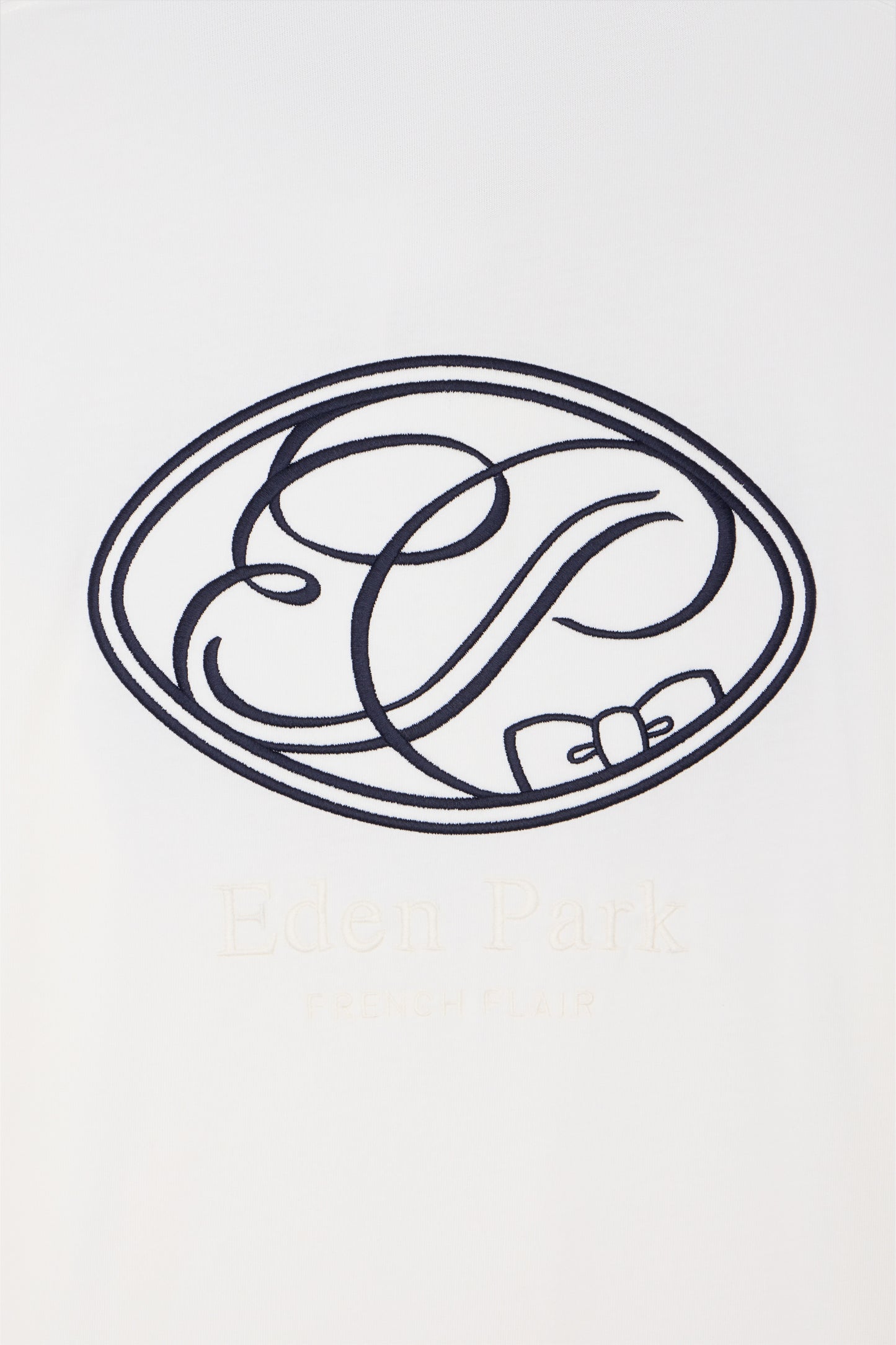 Maillot à manches longues en coton écru brodé coupe Oversized