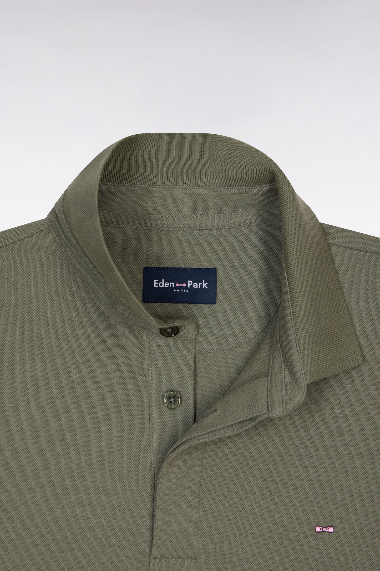 Polo à manches courtes en coton kaki coupe slim