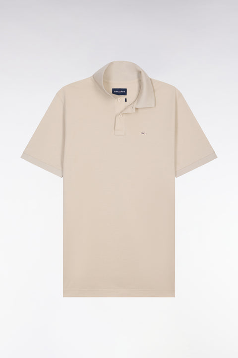 Polo à manches courtes en coton beige coupe regular - Image 2