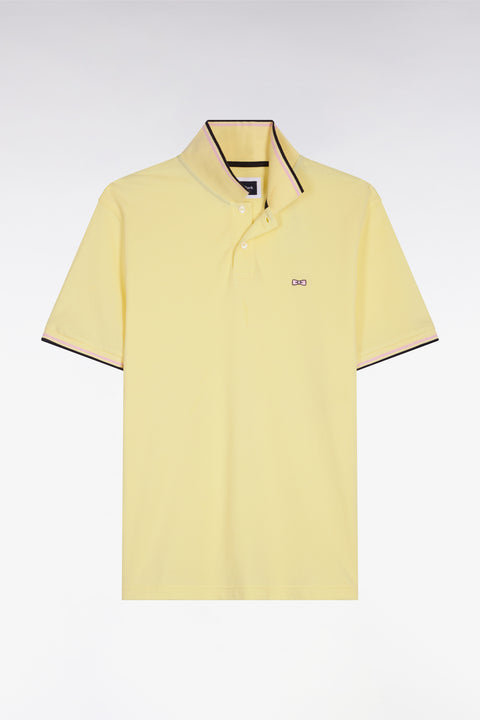 Polo manches courtes en coton jaune détails rayés coupe regular - Image 2