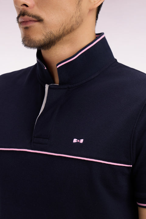 Polo à manches courtes en piqué coton marine - Image 3