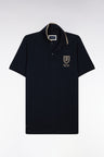 Polo à manches courtes en piqué coton marine écusson EP