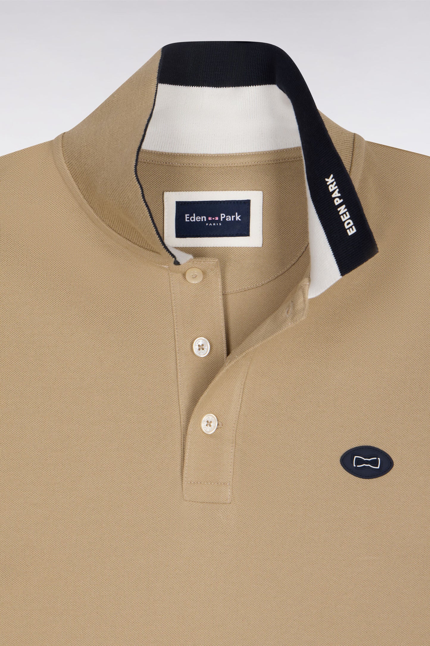 Polo à manches courtes en piqué coton beige coupe regular