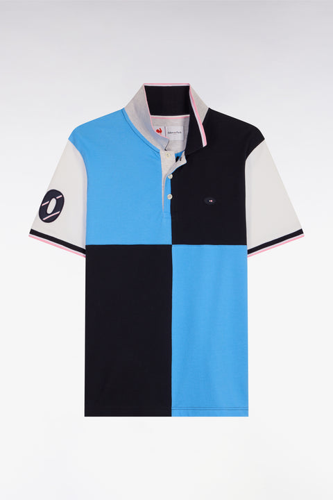 Polo à manches courtes XV de France en coton bleu à découpes cadran - Image 2