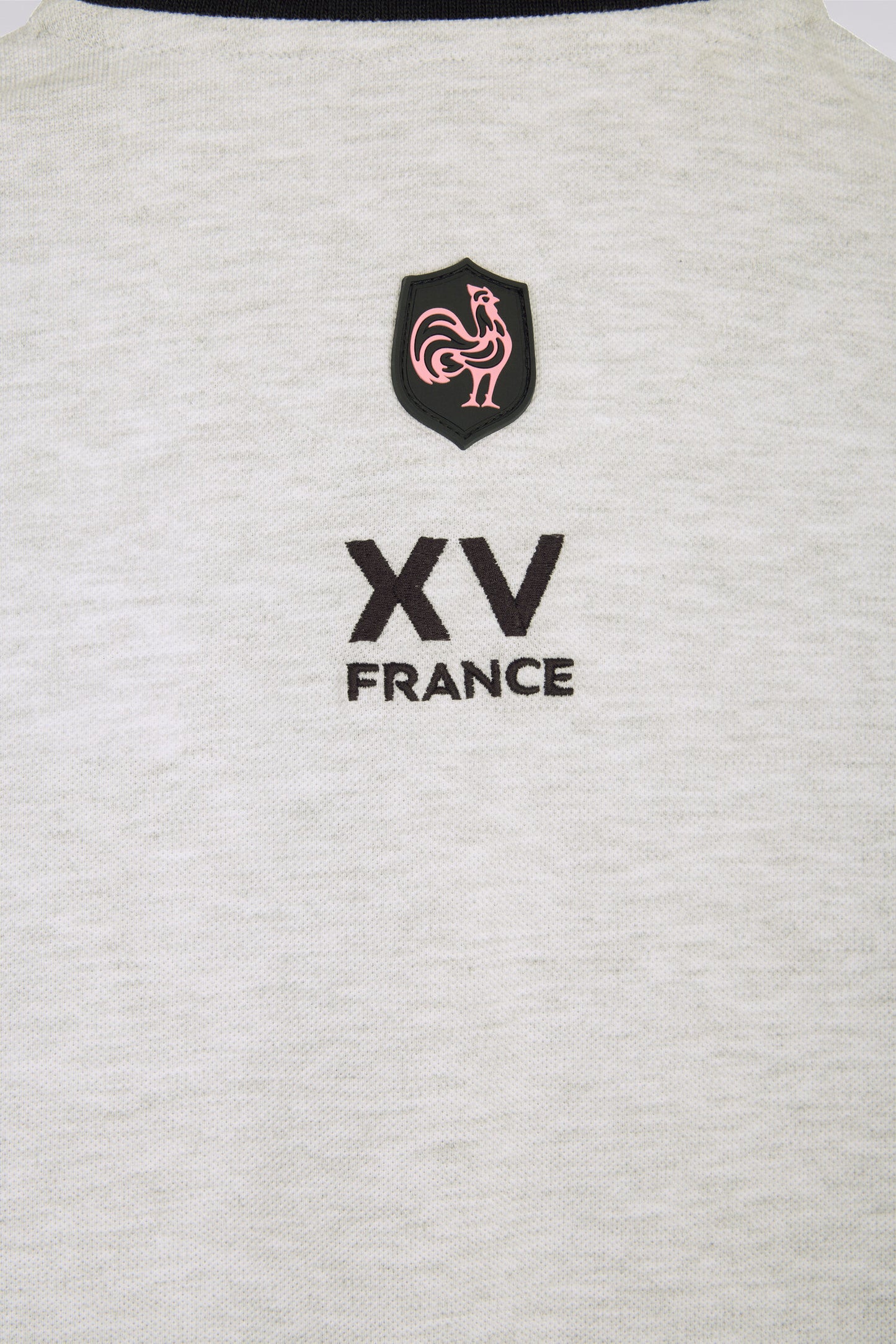 XV de France short-sleeved polo shirt in light gray cotton pique with cut-out sleeves