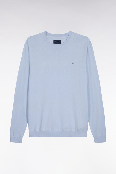 Pull col rond en coton et soie mélangés ciel - Image 2