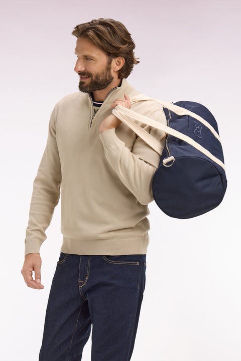 Pull col camionneur en coton beige - Image 1