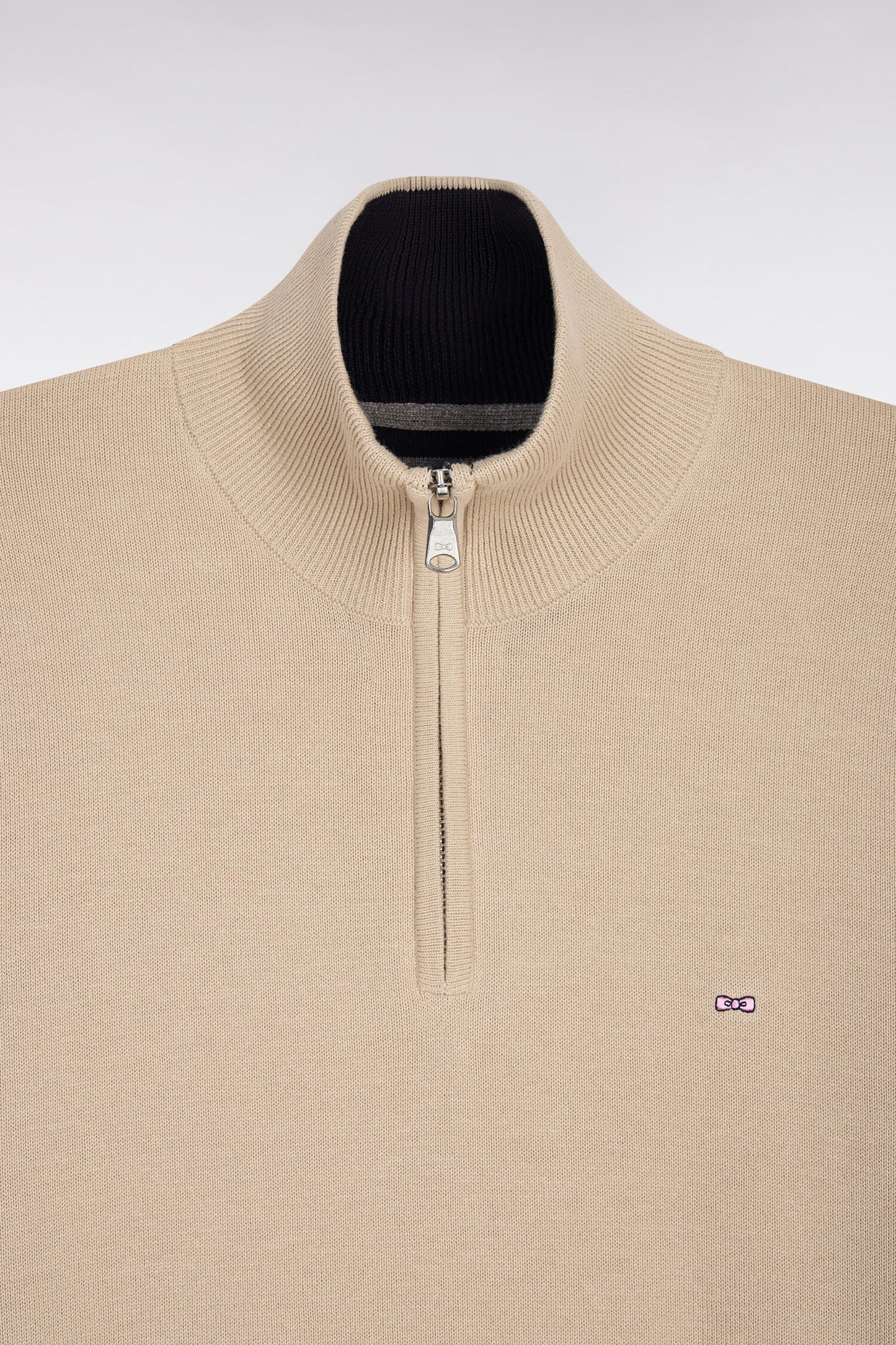 Pull col camionneur en coton beige