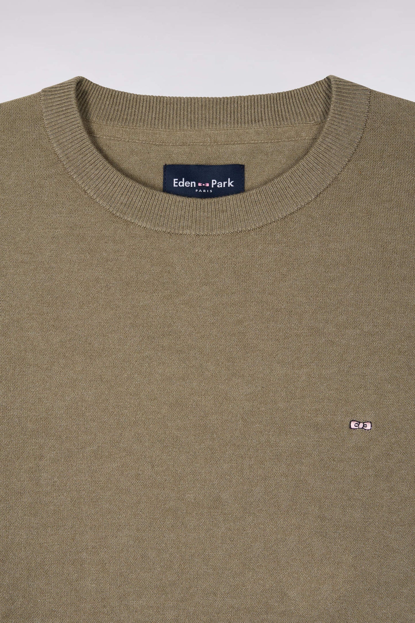 Pull col rond en coton et lyocell mélangés marron