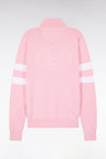 Pull col maillot en coton rose à double rayures manches