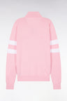 Pull col maillot en coton rose à double rayures manches